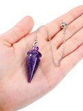 2 x Brand New Jovivi Gemstone Pendulum Esoteric Amethyst Pendant Made of Resin Radiesthesia Meditation Tensor Crystal Pendulum with Chain - RRP €50.4