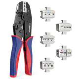 1 x RAW Customer Returns 5-piece crimping pliers set - TUBTAP crimping pliers for insulated non-insulated cable lugs, shrink tubing, wire end ferrules - crimping pliers, wire end ferrules pliers - with interchangeable jaws - RRP €57.47