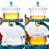 1 x RAW Customer Returns Mozeo Creative Semi-Automatic Tea Set Glass Lazy Kung Fu Tea Cup Set Heat Resistant Teapot Teapot Fish Teapot A 6 Cups  - RRP €69.88