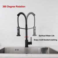 1 x RAW Customer Returns Kitchen faucet black - kitchen faucet with shower extendable 360 swiveling sink faucet kitchen mixer tap 2 jet types with spiral spring stainless steel fitting kitchen faucet - RRP €37.04