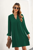 1 x RAW Customer Returns ANFTFH women s casual dress, long sleeve casual dresses, V-neck dress, ruffles, puff sleeves, dress, spring and autumn, dark green, XXL Christmas dresses for women - RRP €34.27