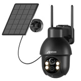 1 x RAW Customer Returns ANRAN 2K HD surveillance camera outdoor battery solar, wireless surveillance camera WLAN with spotlight, AI motion detection and Alexa compatible, colored night vision, 2-way audio, Q3 Pro black - RRP €89.99