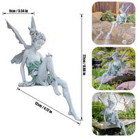 1 x RAW Customer Returns Jsleid Sitting Fairy Garden Ornament, Sitting Elves Garden Figures, Sitting Fairy Statue Garden, Fairy Statue, Resin Craft, Resin, Gray, for Outdoor, Indoor and Yard Landscape Decorations, 22cm - RRP €19.99