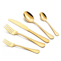 1 x RAW Customer Returns TAN.TOMI cutlery set, 30-piece cutlery for 6 people, cutlery set including knife, fork, spoon, stainless steel cutlery, dishwasher safe matt gold . - RRP €29.93