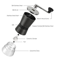 1 x RAW Customer Returns Vzaahu Manual Coffee Grinder Hand Coffee Grinder with Conical Ceramic Grinder 8 Levels Adjustable Coarseness with Hand Crank Black  - RRP €21.99