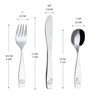 1 x RAW Customer Returns EXZACT children s cutlery 6 pieces made of stainless steel dishwasher safe engraved cutlery - 2 x forks, 2 x safety knives, 2 x tablespoons - dinosaur 6 pieces dinosaur  - RRP €9.99