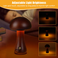 1 x RAW Customer Returns Wooden Mushroom Lamp, Portable Dimmable Bedside Lamp with USB Charging, Wireless Night Light, Mushroom Table Lamp for Home Decoration, Bedroom, Rechargeable LED Nightstand Lamp Walnut-A  - RRP €28.99