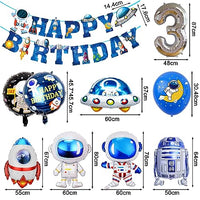 6 x Brand New Space birthday decoration 3 years set, space foil balloon party decoration, space balloons decoration children s birthday set, 3D astronaut rocket balloon birthday banner party kit - RRP €46.56