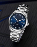 1 x RAW Customer Returns CIVO Watches Men Stainless Steel Analogue Wrist Watch Men Waterproof Luminous Date Men s Watches Classic Business Men Quartz Watch Blue Dial Gifts for Men - RRP €29.99