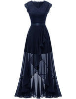 1 x RAW Customer Returns Dressystar Women s Elegant Evening Dresses Wedding Party V-Neck Cocktail Dress Maxi Long Bridesmaid Dress Navy Blue M - RRP €64.99