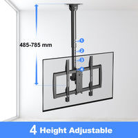 1 x RAW Customer Returns XINLEI TV ceiling mount, suitable for most 37-75 inch LCD LED plasma panel displays with max. VESA 600 x 400 mm, load capacity up to 50 kg, swivel and tilt, height adjustable MC61A - RRP €49.08