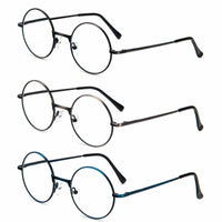 1 x RAW Customer Returns KoKoBin 3 Pack Round Frame Reading Glasses Blue Light Blocking Reader Metal Full Frame Anti Blue Light Retro Glasses Men and Women 3 Pack, 1.5, diopters  - RRP €21.17