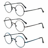 1 x RAW Customer Returns KoKoBin 3 Pack Round Frame Reading Glasses Blue Light Blocking Reader Metal Full Frame Anti Blue Light Retro Glasses Men and Women 3 Pack, 1.5, diopters  - RRP €21.17