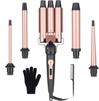 1 x RAW Customer Returns 5 in 1 Curling Iron Set with 3 Barrels Beach Waves Wave Iron for Hair Large Small Curls with Various Curling Iron Attachments Ceramic Tourmaline Coating Curling Iron for Long Short Hair - RRP €44.99