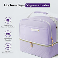 1 x RAW Customer Returns Hihealer 2-Tier Lunch Bag for Women with Stylish Vegan Leather - Large Leakproof Insulated Cooler Bag with Adjustable Strap for Work, Picnic, Gifts for Women - RRP €26.99