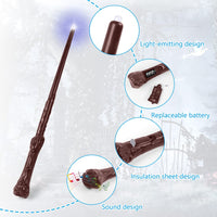 1 x RAW Customer Returns Aomig Magic Wand Children s Luminous Magic Wand with Light and Sound, Luminous Wand for Wizards Apprentices, Costume Accessories for Halloween Cosplay Carnival, Approx. 36 cm Brown-B  - RRP €9.97