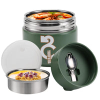 1 x RAW Customer Returns minghaoyuan thermal container for food, 1300ml stainless steel warming container for children s food, thermal lunch box with foldable spoon buckle cover, thermal mug food for soup, cereal, stew - green - RRP €26.54