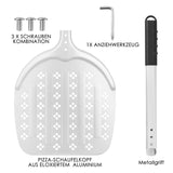 1 x RAW Customer Returns CRROEL Perforated Pizza Peel, 12 inch hard anodized pizza shovel with anti-scalding handle, pizza peel perforated for homemade pizza, bread, cake - RRP €25.99