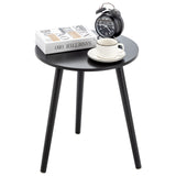 1 x RAW Customer Returns YOUDENOVA side tables wood, coffee table round, 42x52cm, living room table, bedside table with tray, sofa table, flower stand, robust, black - RRP €31.25