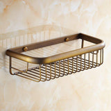 1 x RAW Customer Returns Shower basket brass shower shelf for bathroom and kitchen, antique, wall mounted - RRP €34.99