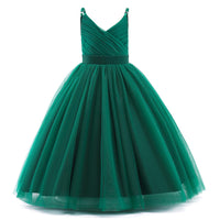 1 x RAW Customer Returns NNJXD Flower Girl Wedding Pageant Dress Tulle Formal Long Princess Dress 785 Green Size 170 14-15Years - RRP €32.26