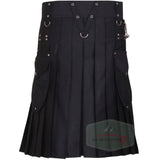 1 x RAW Customer Returns Kilt for Men Men s Cargo Fashion Utility Kilt 48 , Black  - RRP €39.32