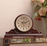 1 x RAW Customer Returns Tikwisdom Wall Clock Living Room Decorative Mantel Clock Desk Clock Scanning Silent Movement Vintage Mantel Clock Antique Mahogany Color Length 42 cm - RRP €60.97