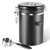 1 x RAW Customer Returns Leaf House 1.8L Coffee Can Airtight Coffee Container - Stainless Steel Coffee Storage for Beans, Sound, Tea, Sugar Black  - RRP €22.18