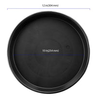 1 x RAW Customer Returns ZEONHEI 12 pieces 30 cm flower pot coasters round, flower pot coasters plastic, plant coasters with plant labels, plastic plant saucer for indoor and outdoor plants, black - RRP €24.19