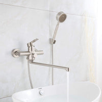 1 x RAW Customer Returns HomeLava Bathtub Faucet Wall Mounted Bathroom Shower Set Bath Mixer with Hand Shower Bathtub Faucet Bathroom Faucets Shower Faucet Brushed Stainless Steel for Shower Bathtub - RRP €85.99