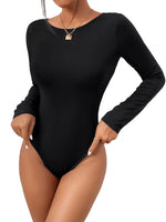 1 x RAW Customer Returns GORGLITTER Body Women s Long Sleeve Bodysuit with Chain Back Bodysuits Backless Bodysuits Festival Outfit Overall Black L - RRP €28.99