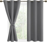 1 x RAW Customer Returns DWCN Curtain Opaque with Tiebacks Blackout Curtains with Eyelets 2 Pieces Thermal Curtain for Living Room Bedroom Curtains Blackout Curtain Heat Insulating Curtains Short, Grey, 137 x 117 cm H x W  - RRP €22.18