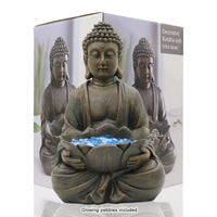 1 x RAW Customer Returns Yeomoo Meditation Buddha Figure Garden Decoration for Outdoors - Zen Buddha Garden Decoration Living Room Balcony Decoration Large Figures with Lotus Pebbles and Glass Stone Gifts for Women Men Bronze 30CM - RRP €51.67