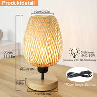 1 x RAW Customer Returns Depuley Modern LED table lamp rattan made of bamboo and wood, decorative nature table lamp with E27 socket max. 60 watts, night light reading lamp for bedroom, children s room, light bulb included... - RRP €37.3