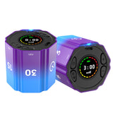 1 x RAW Customer Returns Ushining Timer Cube, Magnetic Flip Timer with Mute and Adjustable Sound Alert, Timer for Work, Cooking, Office, Study, 3 5 10 15 30min, Custom Countdown, Purple-Blue - RRP €24.19