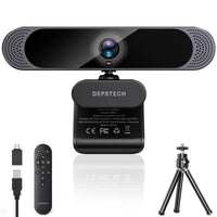 1 x RAW Customer Returns DEPSTECH 4K Zoomable Streaming Webcam with Microphone for PC, Remote Control, 1 3 Sony Sensor, Dual Noise-Canceling Mic, 3X Zoom, Autofocus 8MP HD, for Laptop Mac, Video Call, Zoom, Skype - RRP €69.99