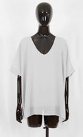 1 x RAW Customer Returns Van Der Rich - Loose blouse made of voile chiffon V-neck with lining - Women White, ML  - RRP €23.09