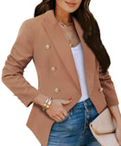 6 x Brand New CZIMOO Blazer Women s Elegant Long Sleeve Open Front Suits Jackets Business Lapel Cardigan with Buttons Casual Jackets Women s Blazer Camel L - RRP €215.94