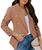 1 x Brand New CZIMOO Blazer Women s Elegant Long Sleeve Open Front Suits Jackets Business Lapel Cardigan with Buttons Casual Jackets Women s Blazer Camel L - RRP €35.78