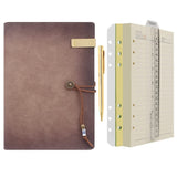 1 x RAW Customer Returns Wonderpool A5 Diary Notebook Leather Ring Binder with Pen, Refillable Folder Writing Paper Spiral Notepads Vintage Cover for Office Plan Travel Personal Organizer a-Marron, A5  - RRP €19.37