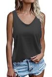 1 x Brand New FANGJIN Women s Summer Modern Sleeveless Top Tunic Long Tank Tops Black Loose V-Neck Plain T-Shirt Casual Camisole Large - RRP €27.6