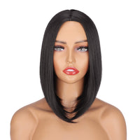 1 x RAW Customer Returns PORSMEER Bob Wig black Short Straight Synthetic Hair Cosplay Daily Party Wig for Women Natural Like Real Hair - RRP €24.3