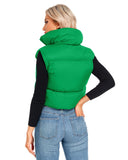 1 x Brand New MAVIS LAVEN Women s Winter Stand Collar Crop Vest Lightweight Sleeveless Warm Zipper Outerwear Coat Puffer Vests Padded Waistcoat 2-Green,Small  - RRP €43.99