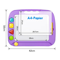 1 x RAW Customer Returns SGILE Large Magnetic Painting Board Magic Board, 42x32cm Drawing Board Magic Painting Board with 4 Shape Stamps for Children from 3 Years Gift, Purple - RRP €22.99