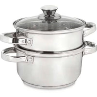 1 x RAW Customer Returns Steamer Pot with 3 Liter Lid for Steam Cooking, 22cm Stainless Steel Pot Suitable for Induction, Large Steamer Pot with Glass Lid - RRP €31.22