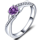 1 x RAW Customer Returns YL engagement ring wedding ring 925 sterling silver with amethyst February birthstone infinity ring solitaire ring for women size 54  - RRP €49.99