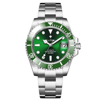 1 x RAW Customer Returns CADISEN Automatic Watch Men With Power Reserve GMT Stainless Steel Sapphire Glass Waterproof Wristwatch Watches Men 8216 green  - RRP €131.09