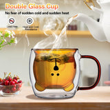 10 x Brand New Yuragim double-walled glasses cute cat paw cup with handle set of 2 coffee cup tea glasses drinking glasses cat mug milk cup cat tea cup birthday gift set Easter for women men mom - RRP €204.0