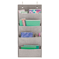 1 x RAW Customer Returns mDesign hanging organizer in jute pattern large closet organizer made of breathable polypropylene fabric bags for hanging over the door or for wall mounting grey - RRP €19.99