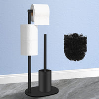 1 x RAW Customer Returns Stainless steel toilet paper holder standing with toilet brush AIQII standing toilet set with toilet paper holder and toilet brush, stand for toilet paper toilet brush - RRP €21.67